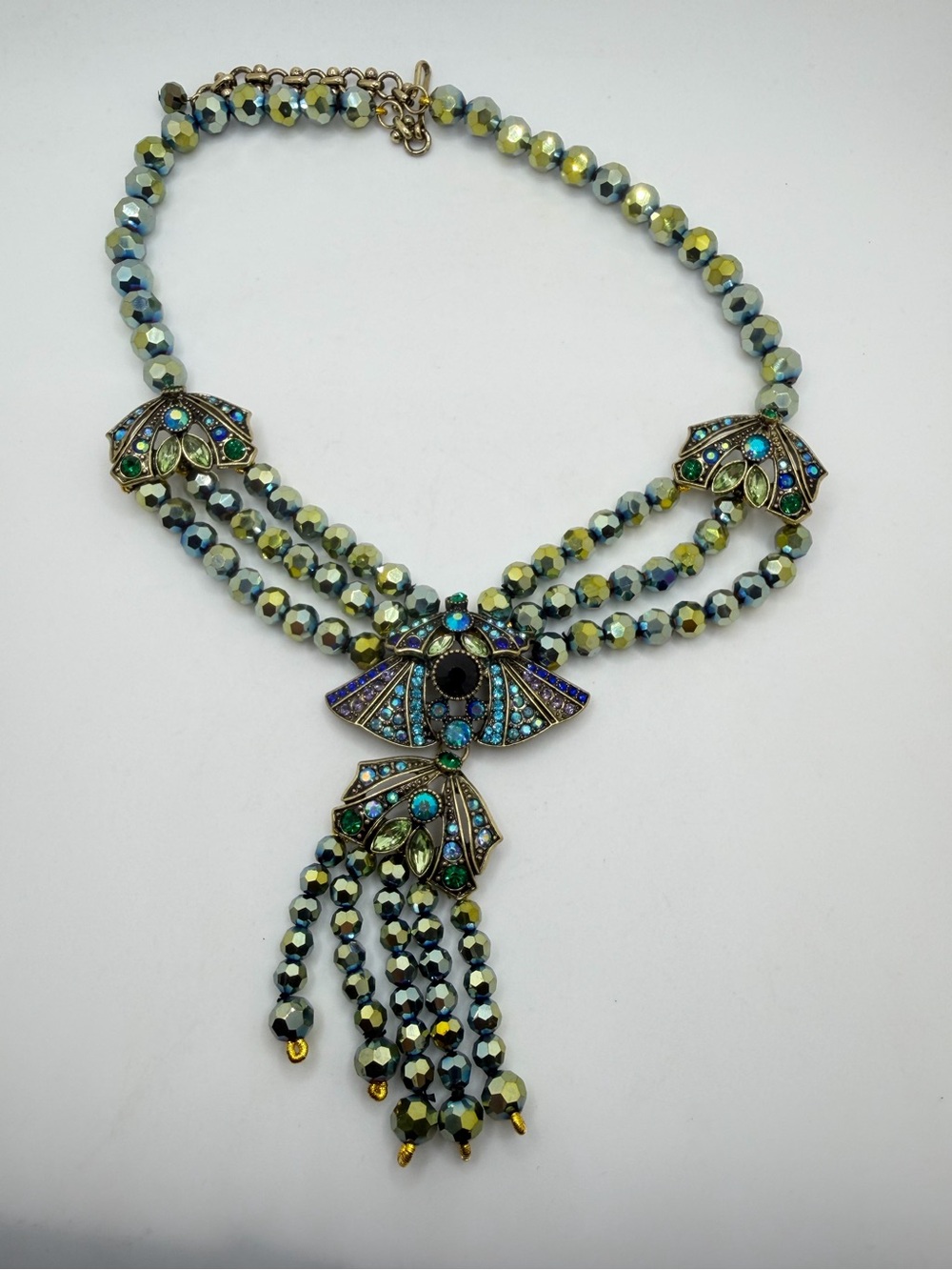 up to 20" Signed Afr. K, Heidi Daus-style Crystal and Pave Rhinestone necklace!